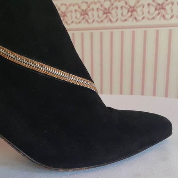 St. John Black Ankle Boots with Gold Accent - Picture 12 of 15